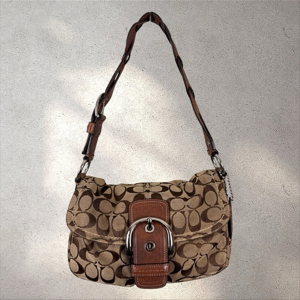 Vtg Y2K COACH Signature Soho Double Cargo Pocket Jacquard Shoulder Bag F11862